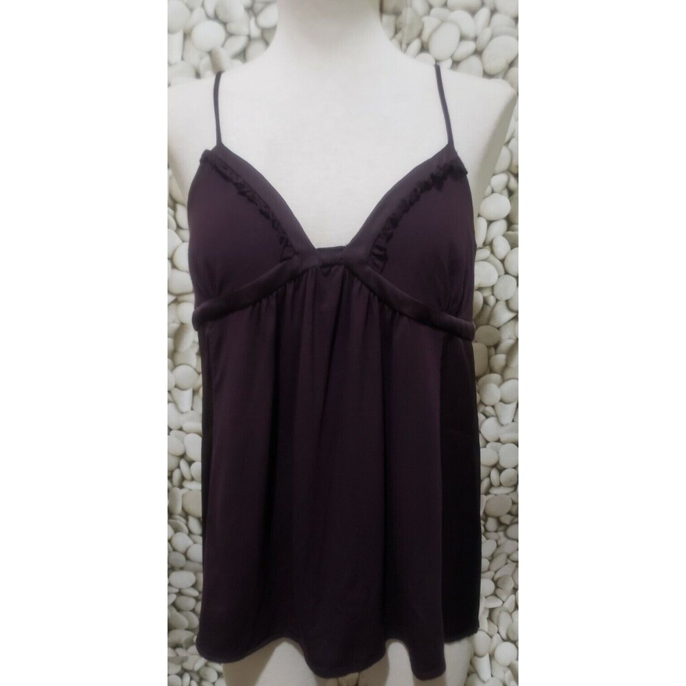 Ann Taylor Loft Brown V Neck Cami Fairy Retro Babydoll 90s Tank Top Size Medium